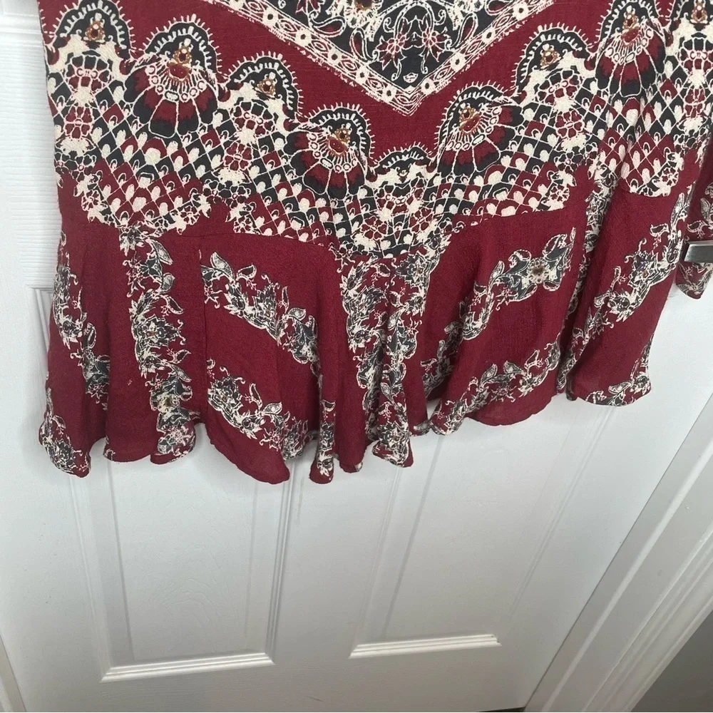 Free People Smooth Talker Tunic in Burgundy/Red S